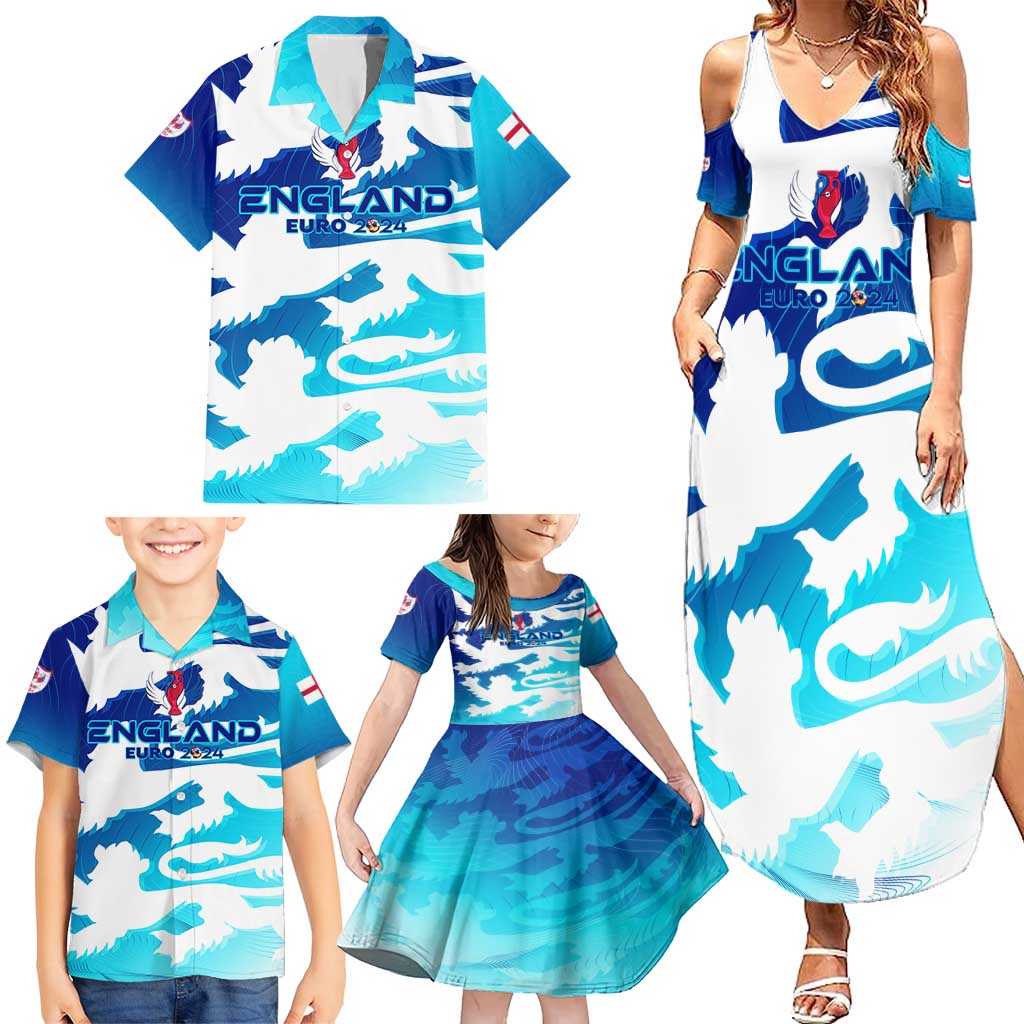 Personalized England Football 2024 Family Matching Summer Maxi Dress and Hawaiian Shirt Trophy Wing Style - Wonder Print Shop