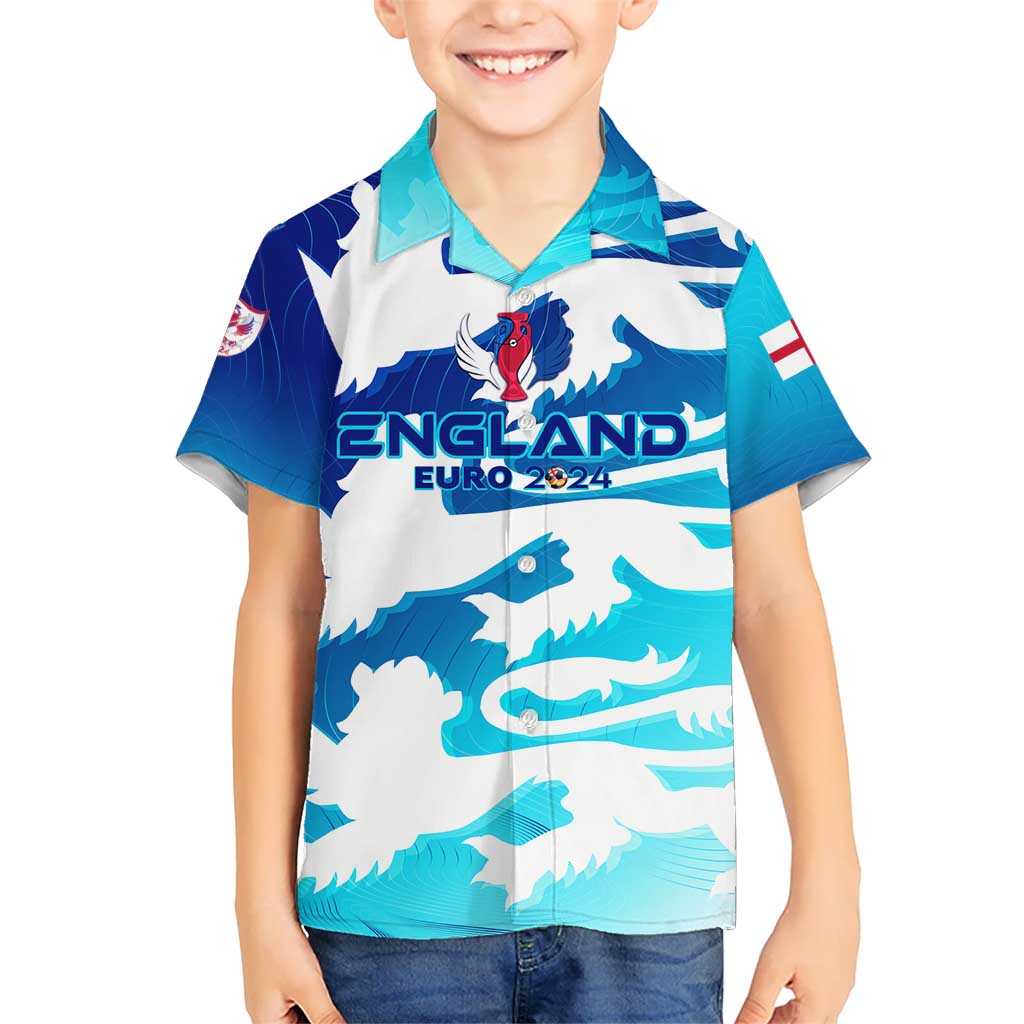 Personalized England Football 2024 Kid Hawaiian Shirt Trophy Wing Style - Wonder Print Shop