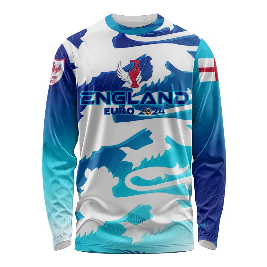 Personalized England Football 2024 Long Sleeve Shirt Trophy Wing Style - Wonder Print Shop