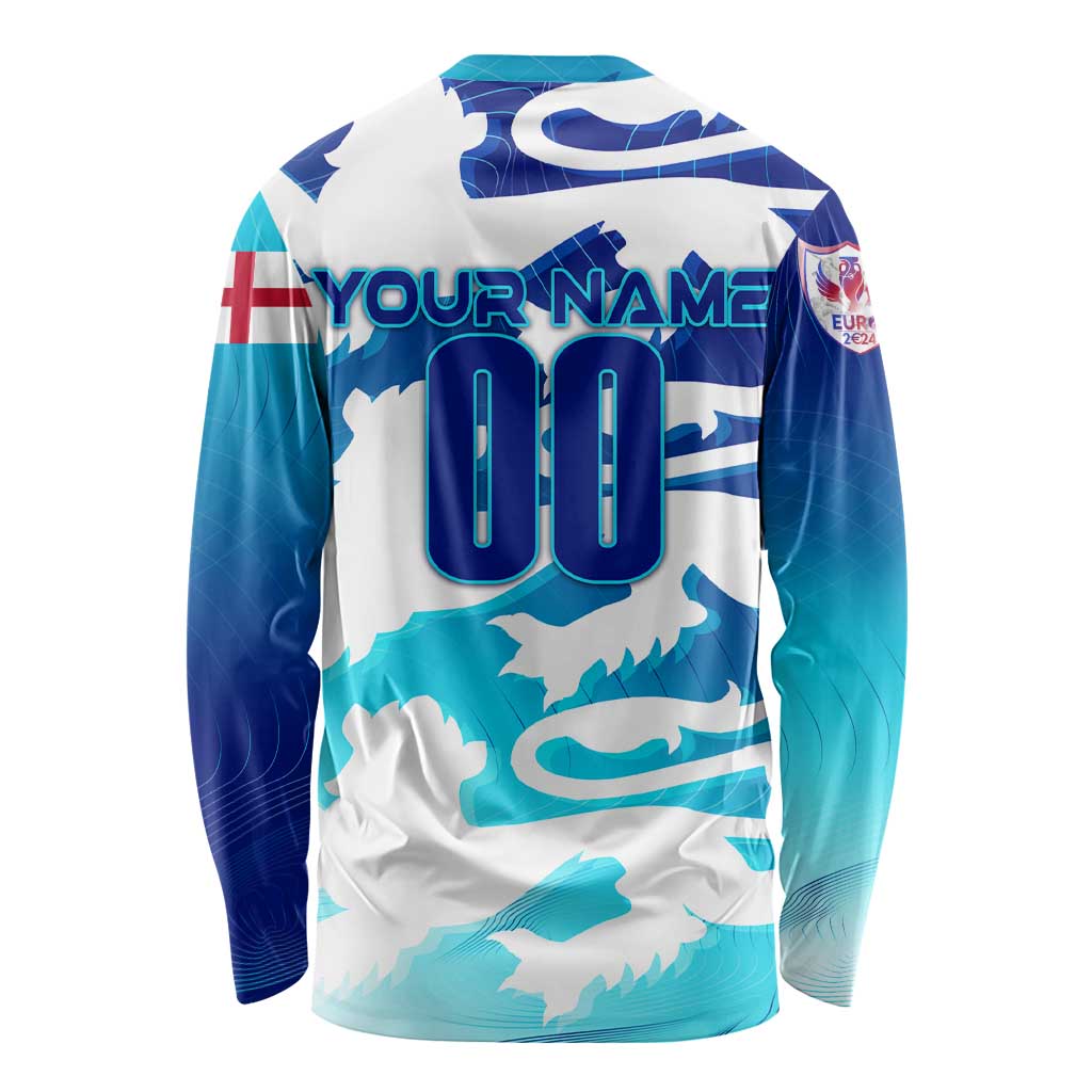 Personalized England long-sleeve football shirt, blue-and-white back with YOUR NAME and 00