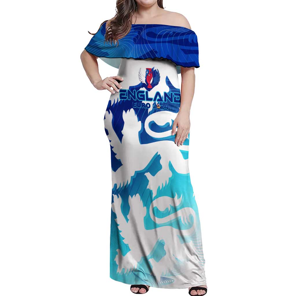 Personalized England Football 2024 Off Shoulder Maxi Dress Trophy Wing Style - Wonder Print Shop