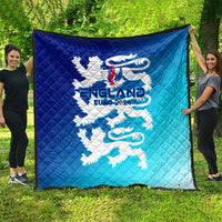 Blue England Euro 2024 quilt blanket featuring lion crest and trophy wing design