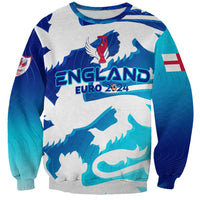 England Euro 2024 sweatshirt, blue and white all-over graphic with lion and wing style