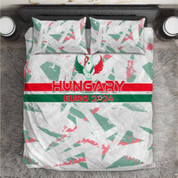 Hungary Euro 2024 bedding set, white with green and red wing graphic, includes pillowcases