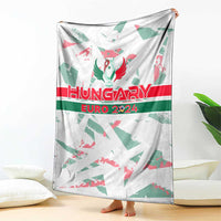 White Hungary Euro 2024 blanket with crest centered and red "HUNGARY" headline