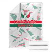 White Hungary Euro 2024 blanket with crest and red/green graphic stripes