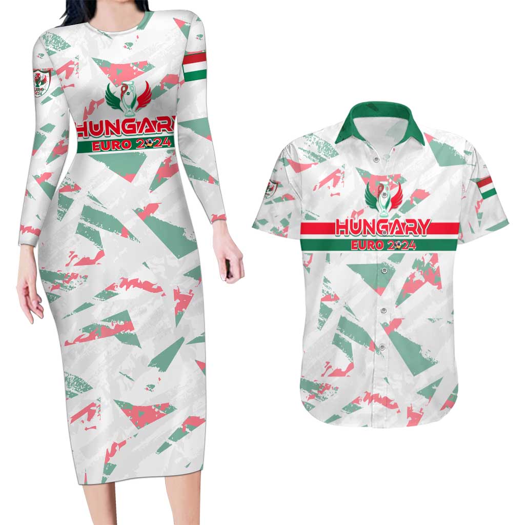 Personalized Hungary Football 2024 Couples Matching Long Sleeve Bodycon Dress and Hawaiian Shirt Trophy Wing Style - Wonder Print Shop