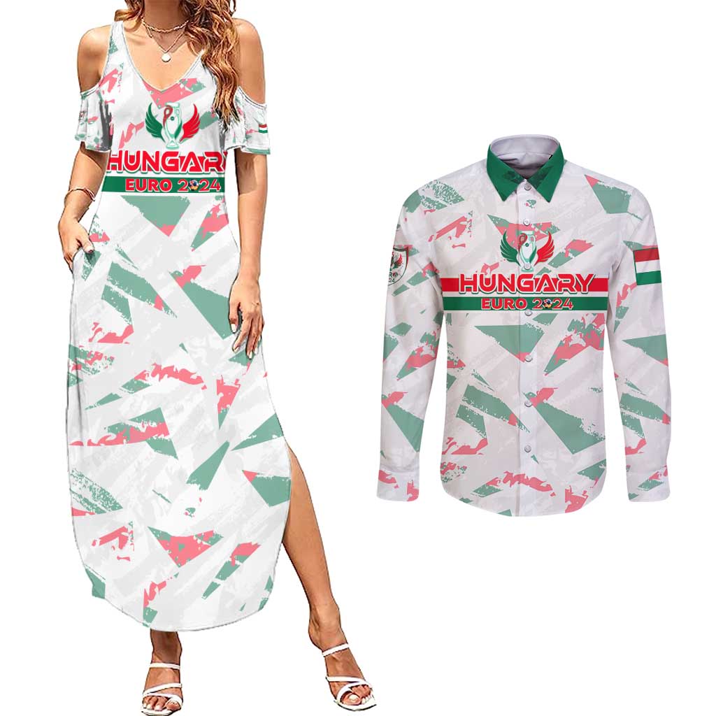 Personalized Hungary Football 2024 Couples Matching Summer Maxi Dress and Long Sleeve Button Shirt Trophy Wing Style - Wonder Print Shop