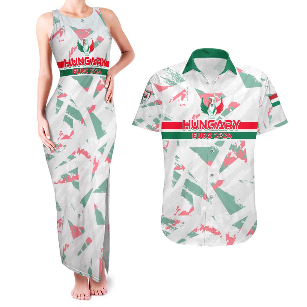 Personalized Hungary Football 2024 Couples Matching Tank Maxi Dress and Hawaiian Shirt Trophy Wing Style - Wonder Print Shop