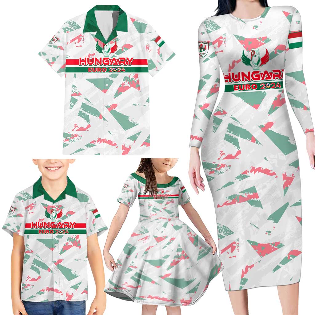 Personalized Hungary Football 2024 Family Matching Long Sleeve Bodycon Dress and Hawaiian Shirt Trophy Wing Style - Wonder Print Shop