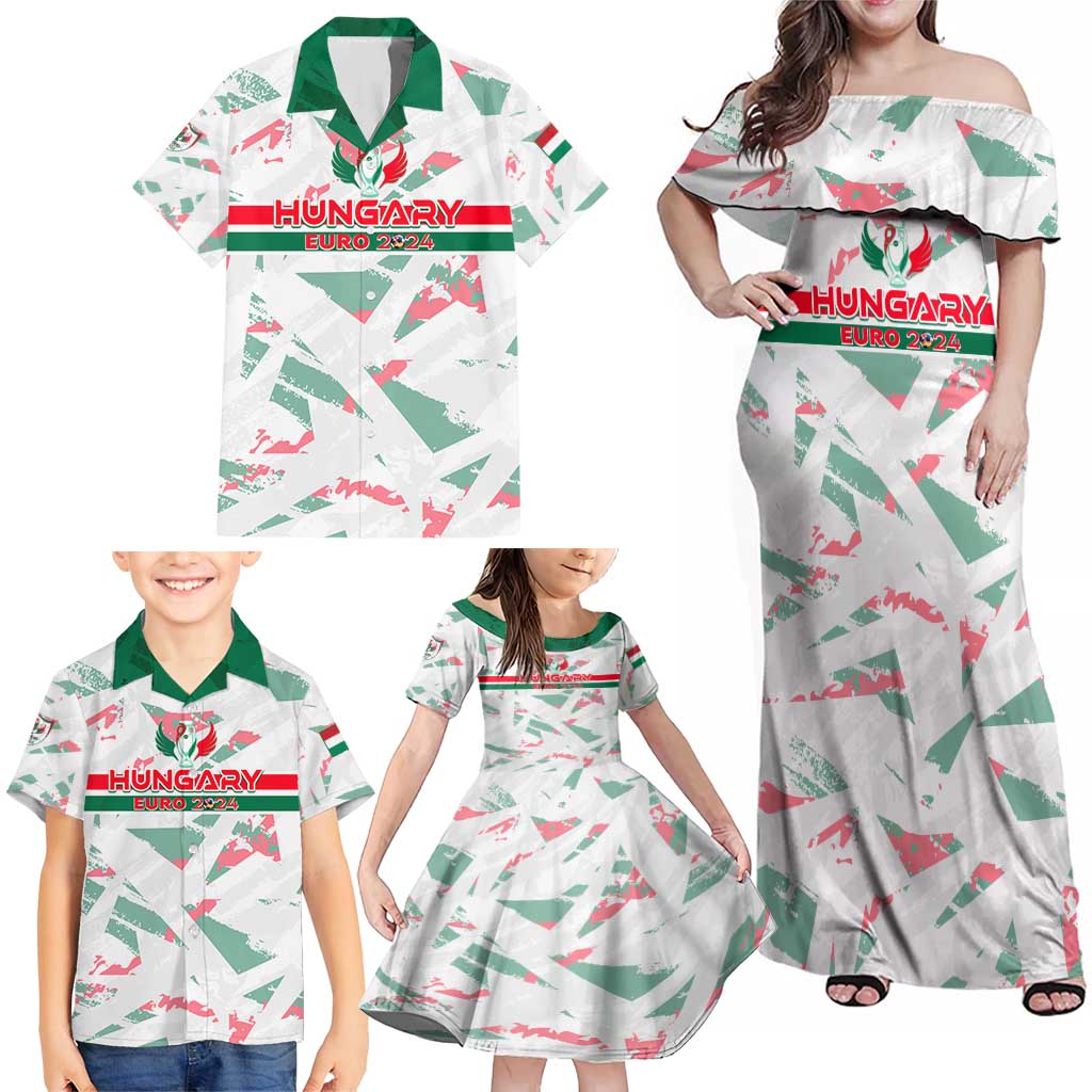 Personalized Hungary Football 2024 Family Matching Off Shoulder Maxi Dress and Hawaiian Shirt Trophy Wing Style - Wonder Print Shop