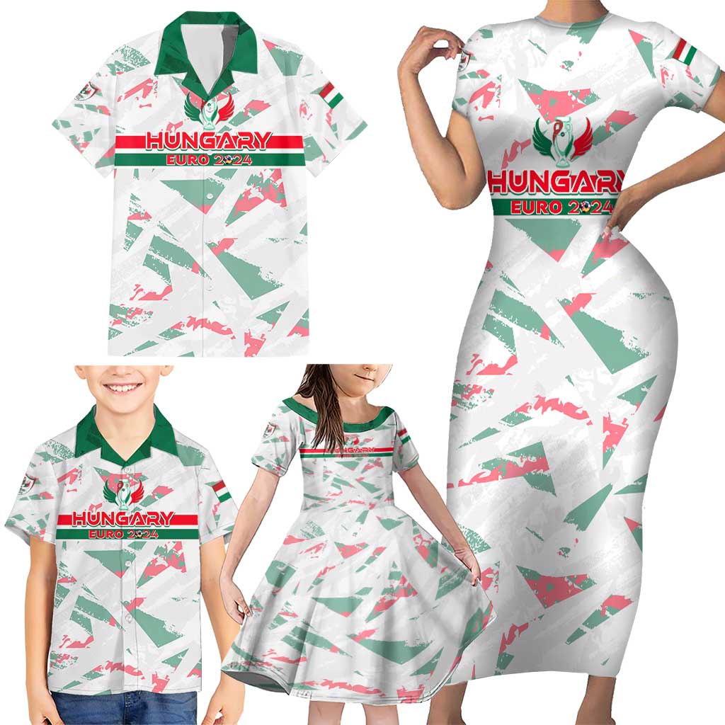 Personalized Hungary Football 2024 Family Matching Short Sleeve Bodycon Dress and Hawaiian Shirt Trophy Wing Style - Wonder Print Shop