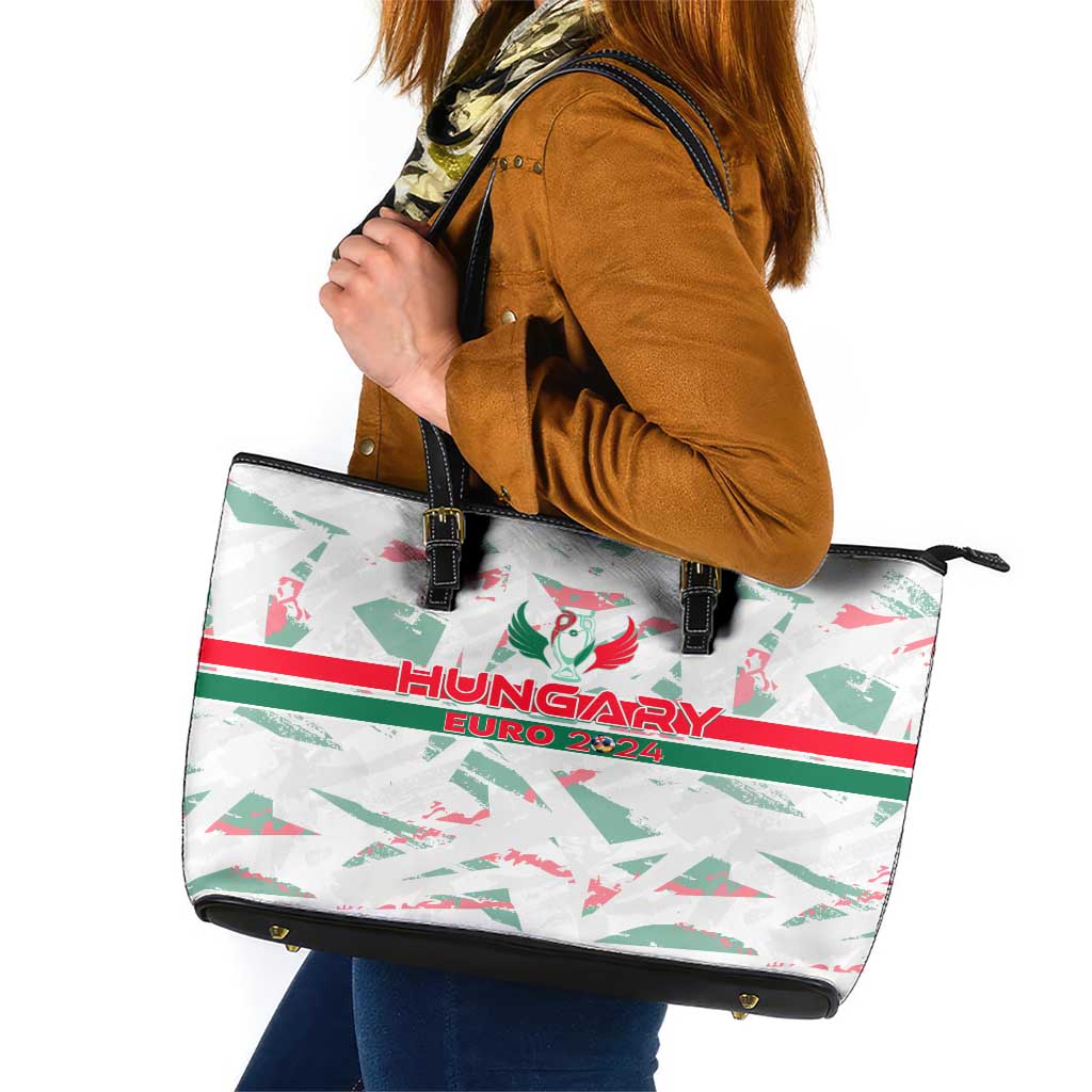 Hungary Football 2024 Leather Tote Bag Trophy Wing Style - Wonder Print Shop