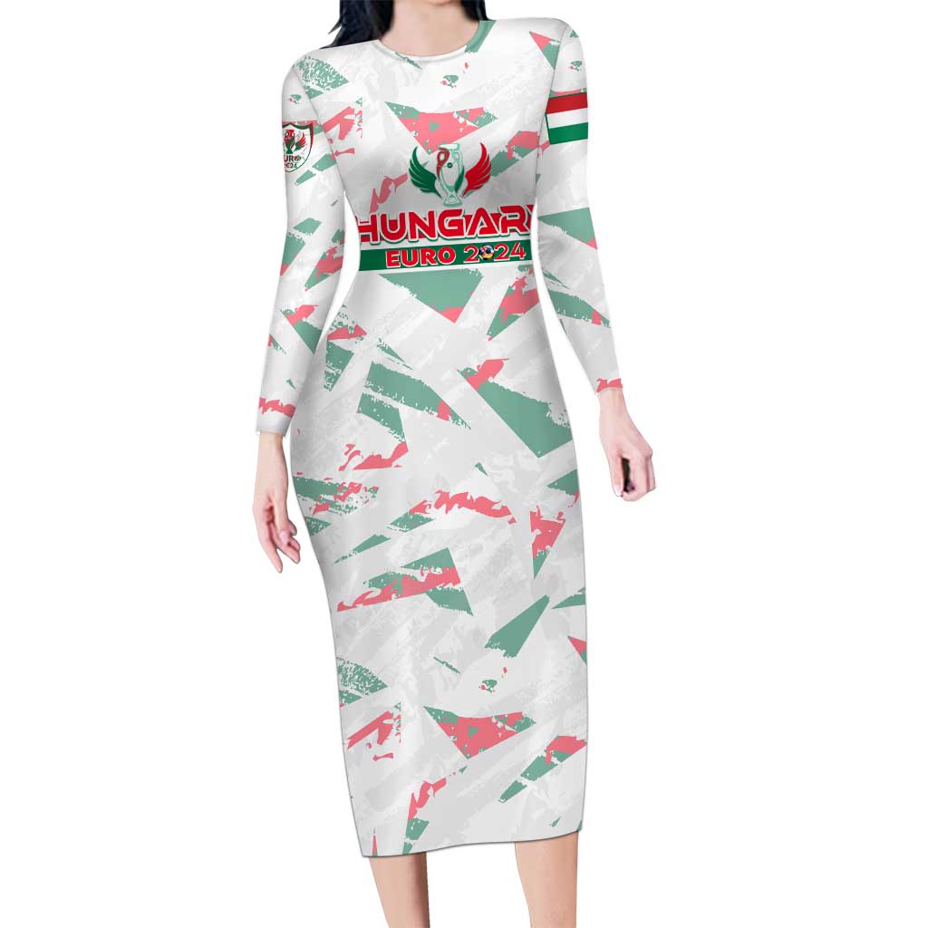 Personalized Hungary Football 2024 Long Sleeve Bodycon Dress Trophy Wing Style - Wonder Print Shop