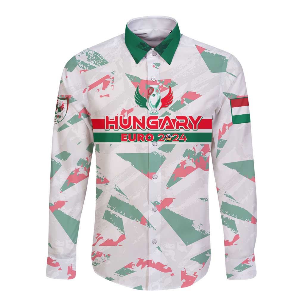 Personalized Hungary Football 2024 Long Sleeve Button Shirt Trophy Wing Style - Wonder Print Shop