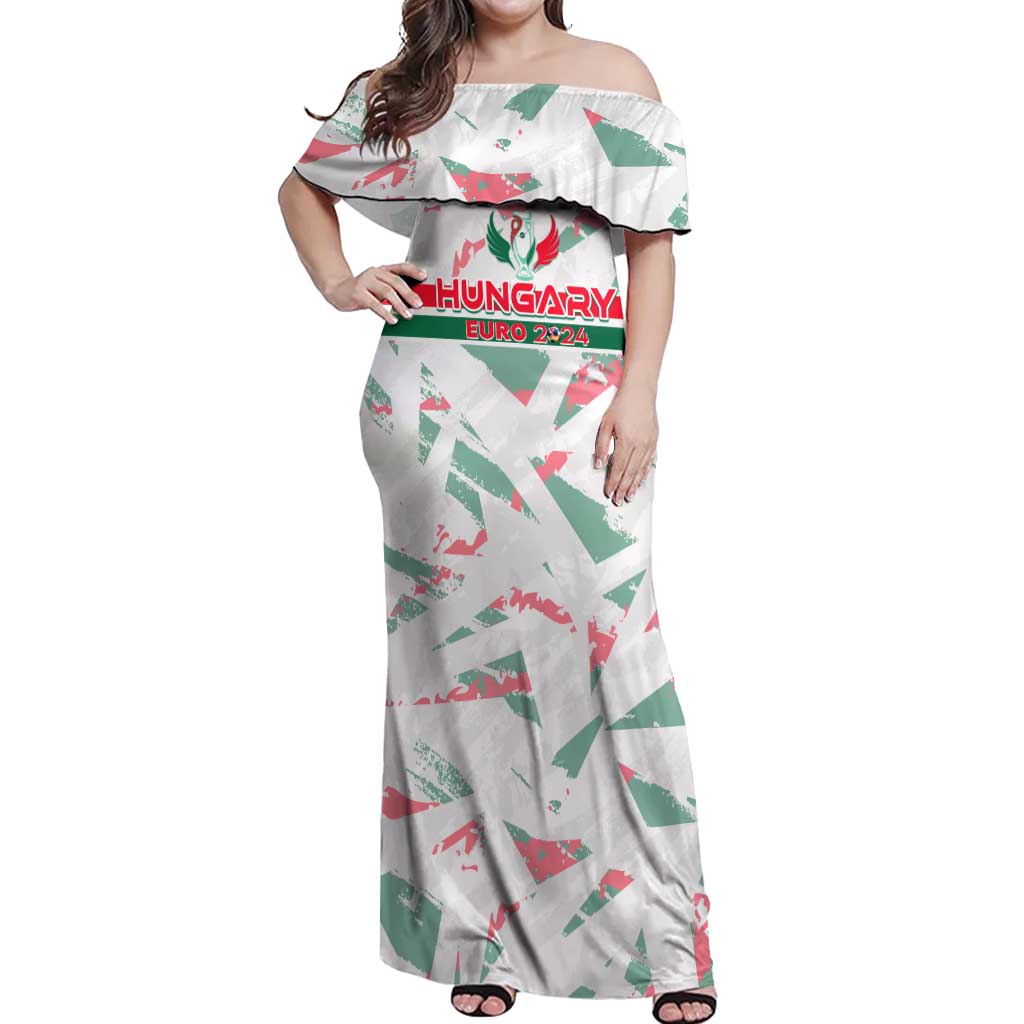 Personalized Hungary Football 2024 Off Shoulder Maxi Dress Trophy Wing Style - Wonder Print Shop