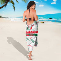White Hungary Euro 2024 sarong with green/red stripe and wing print, skirt wrap