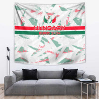 White Hungary Euro 2024 tapestry with red and green graphics and winged crest