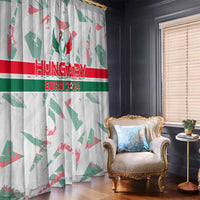 Hungary football window curtain panel, white with green and red flags and “HUNGARY EURO 2024” graphic