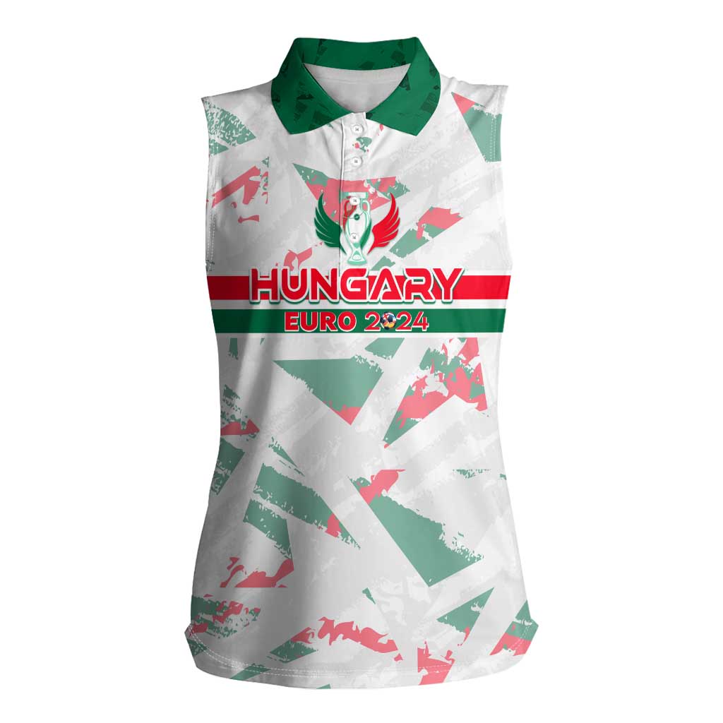 Personalized Hungary Football 2024 Women Sleeveless Polo Shirt Trophy Wing Style - Wonder Print Shop