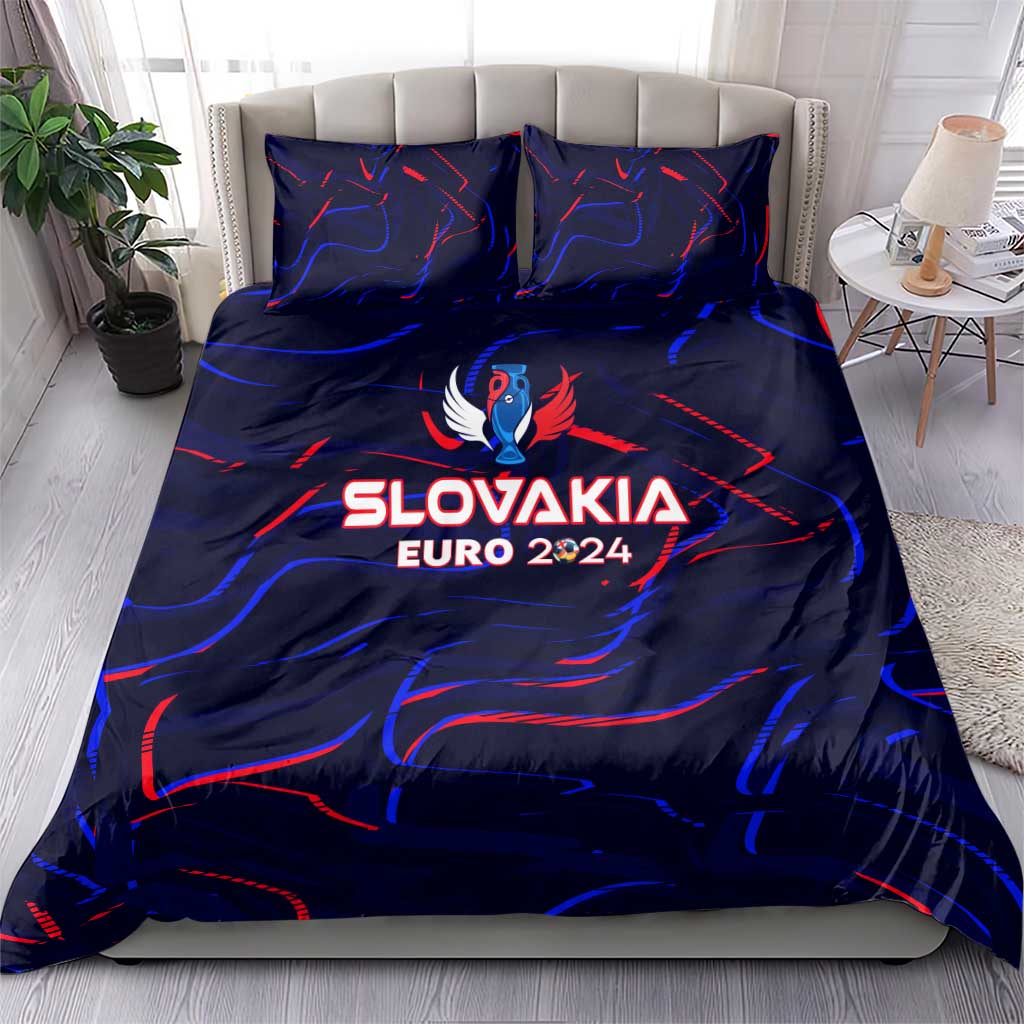 Dark blue duvet cover with SLOVAKIA EURO 2024 logo and two matching pillows