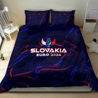 Dark blue bedding set with SLOVAKIA EURO 2024 logo, red and blue abstract waves