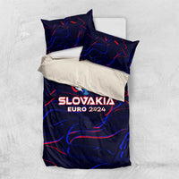 Dark blue bedding set with SLOVAKIA EURO 2024 print and red/blue abstract lines