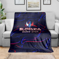 Navy Slovakia Euro 2024 wing design blanket draped on sofa, emblem and bold text