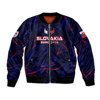 Personalized bomber jacket, dark blue zip front with Slovakia Euro 2024 graphic
