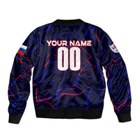 Personalized bomber jacket, dark blue back with Your Name and number 00 print
