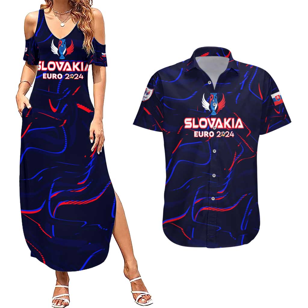 Personalized Slovakia Football 2024 Couples Matching Summer Maxi Dress and Hawaiian Shirt Trophy Wing Style - Wonder Print Shop