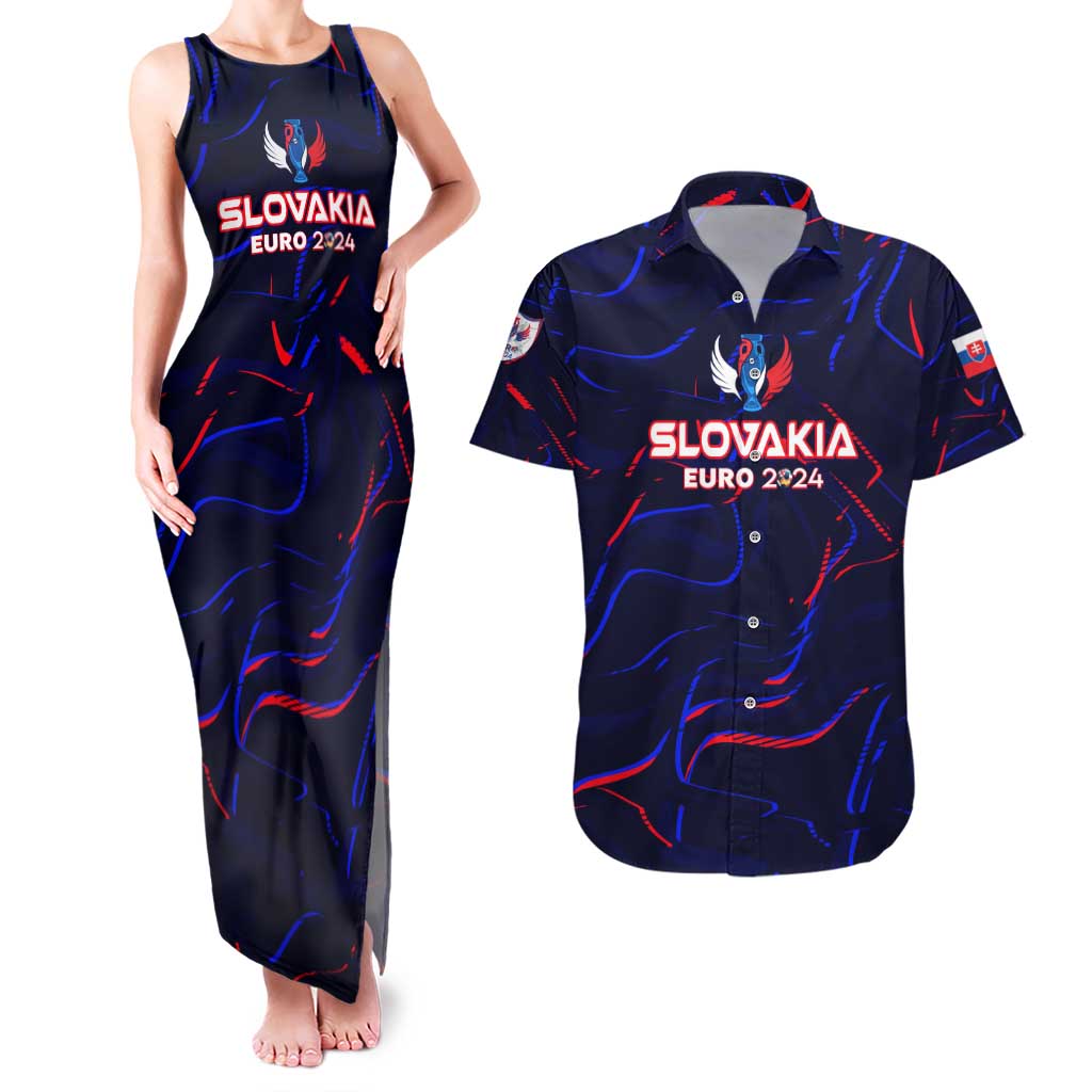 Personalized Slovakia Football 2024 Couples Matching Tank Maxi Dress and Hawaiian Shirt Trophy Wing Style - Wonder Print Shop