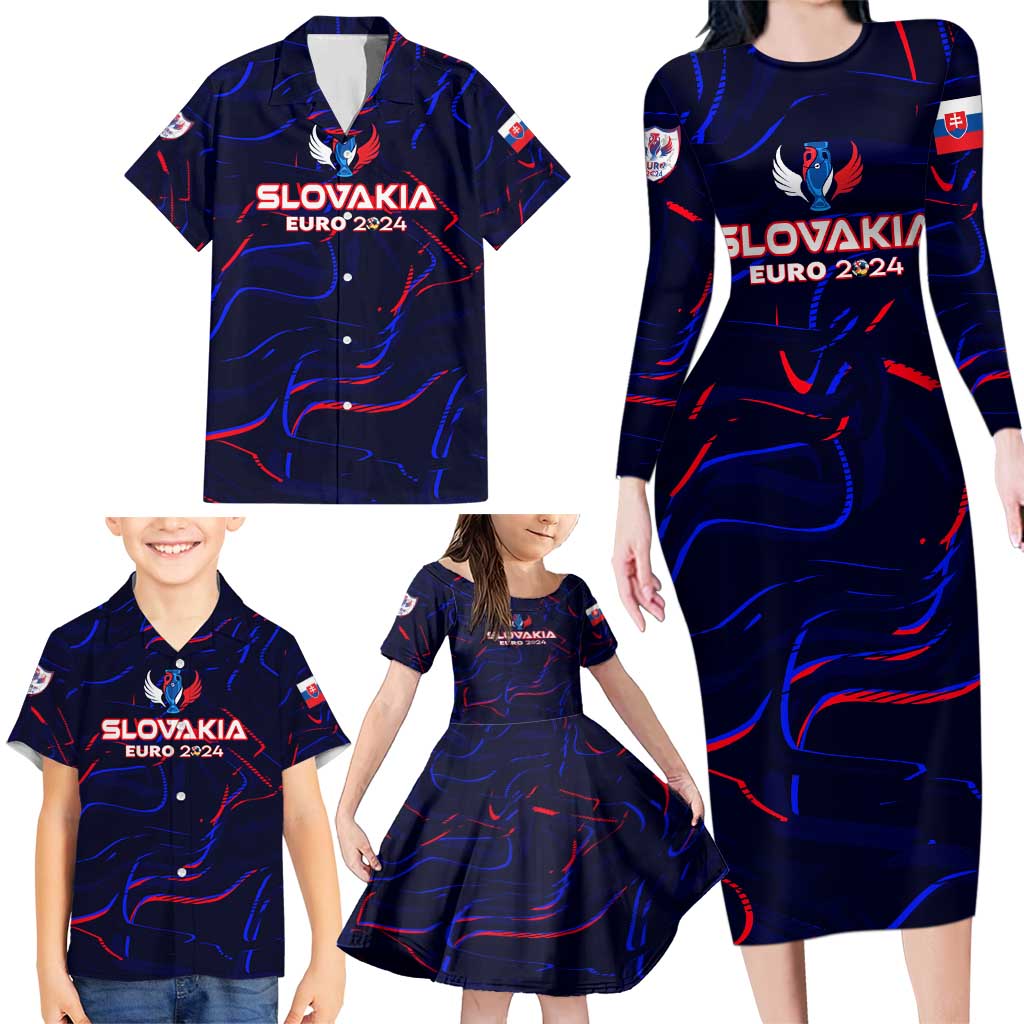 Personalized Slovakia Football 2024 Family Matching Long Sleeve Bodycon Dress and Hawaiian Shirt Trophy Wing Style - Wonder Print Shop