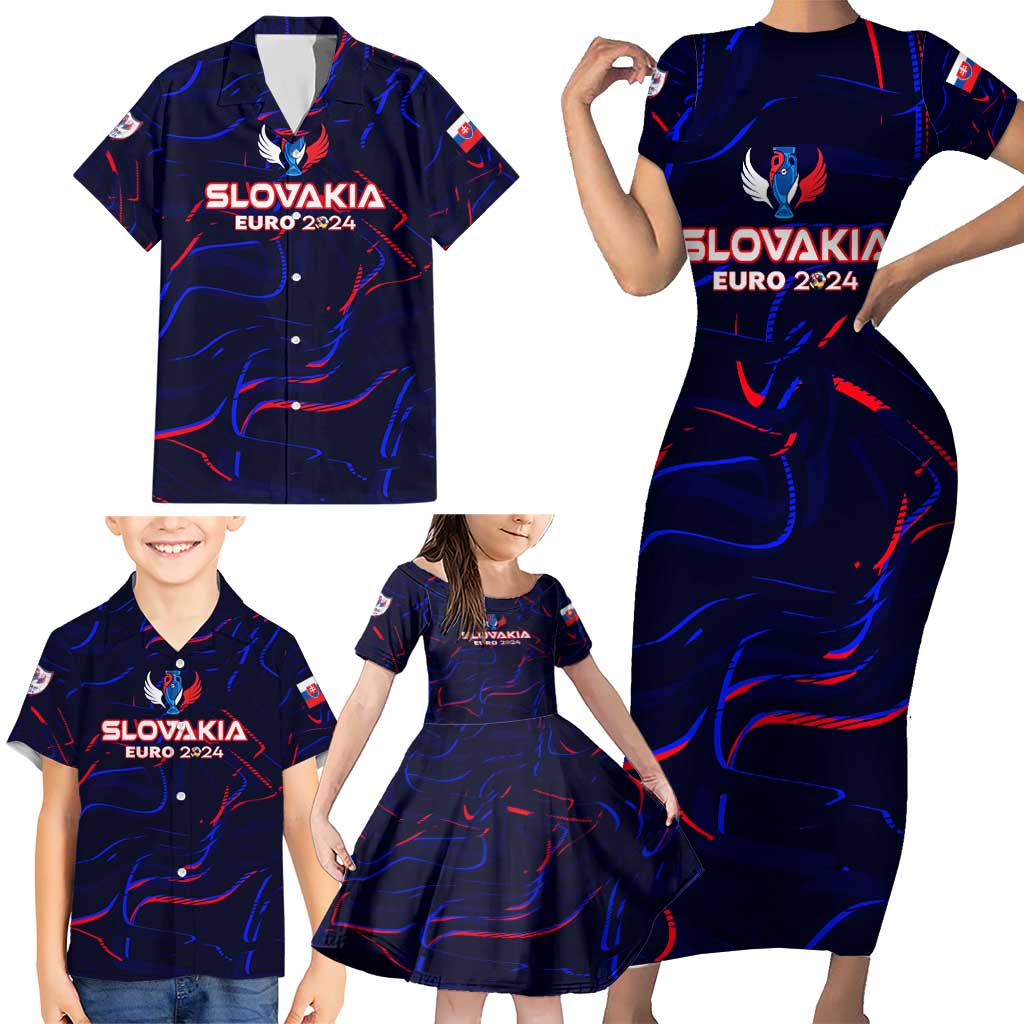 Personalized Slovakia Football 2024 Family Matching Short Sleeve Bodycon Dress and Hawaiian Shirt Trophy Wing Style - Wonder Print Shop