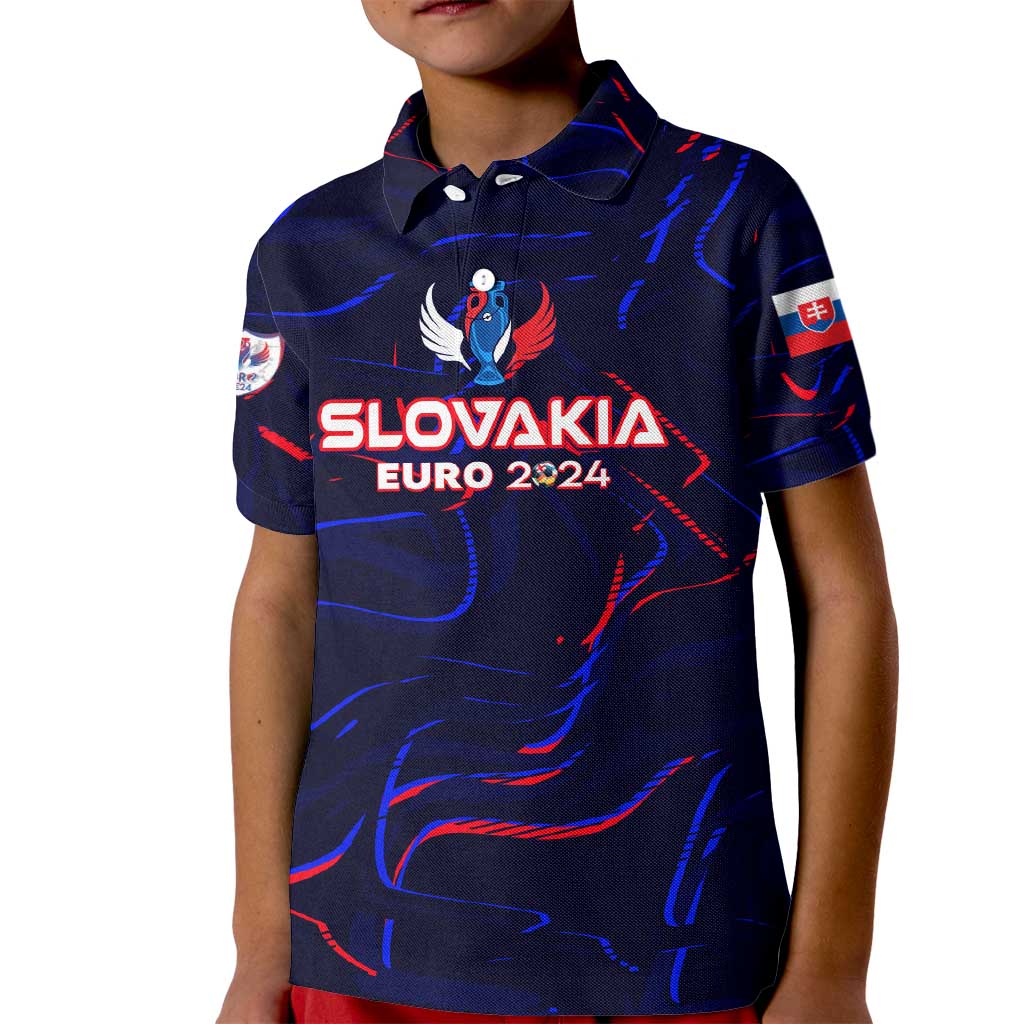 Personalized Slovakia Football 2024 Kid Polo Shirt Trophy Wing Style - Wonder Print Shop