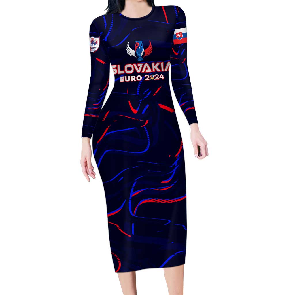 Personalized Slovakia Football 2024 Long Sleeve Bodycon Dress Trophy Wing Style - Wonder Print Shop