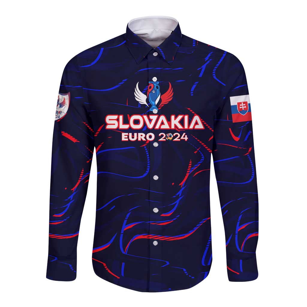 Personalized Slovakia Football 2024 Long Sleeve Button Shirt Trophy Wing Style - Wonder Print Shop