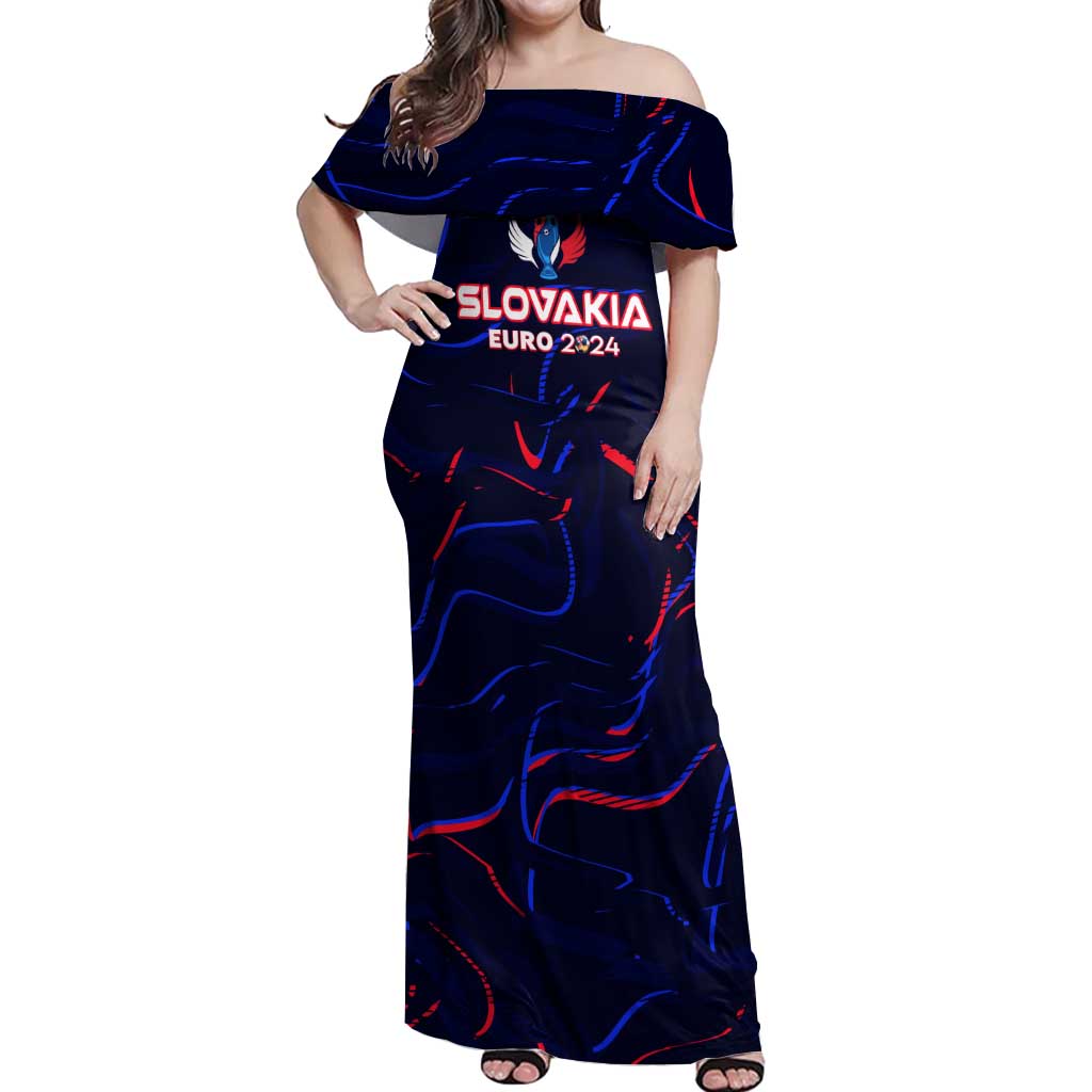 Personalized Slovakia Football 2024 Off Shoulder Maxi Dress Trophy Wing Style - Wonder Print Shop