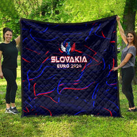 Blue quilt with diamond quilting, Slovakia EURO 2024 logo and red/blue streaks