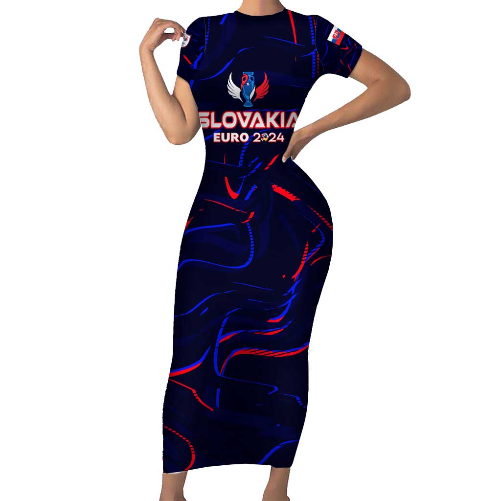 Personalized Slovakia Football 2024 Short Sleeve Bodycon Dress Trophy Wing Style - Wonder Print Shop