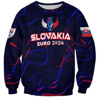 Navy blue football sweatshirt with SLOVAKIA EURO 2024 print and sleeve flag patches
