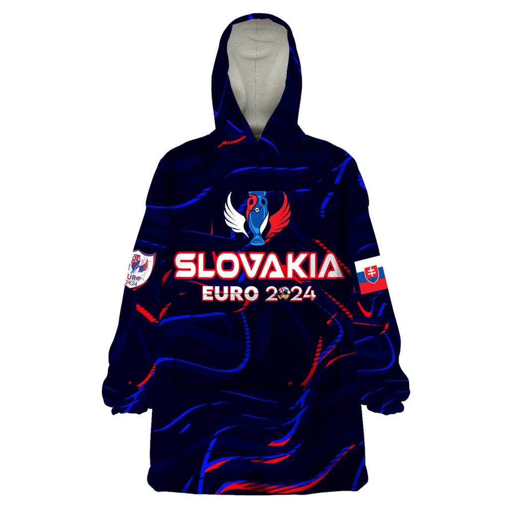 Personalized Slovakia Football 2024 Wearable Blanket Hoodie Trophy Wing Style - Wonder Print Shop