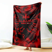 Red and black Albania football blanket featuring eagle crest and EURO 2024 lettering