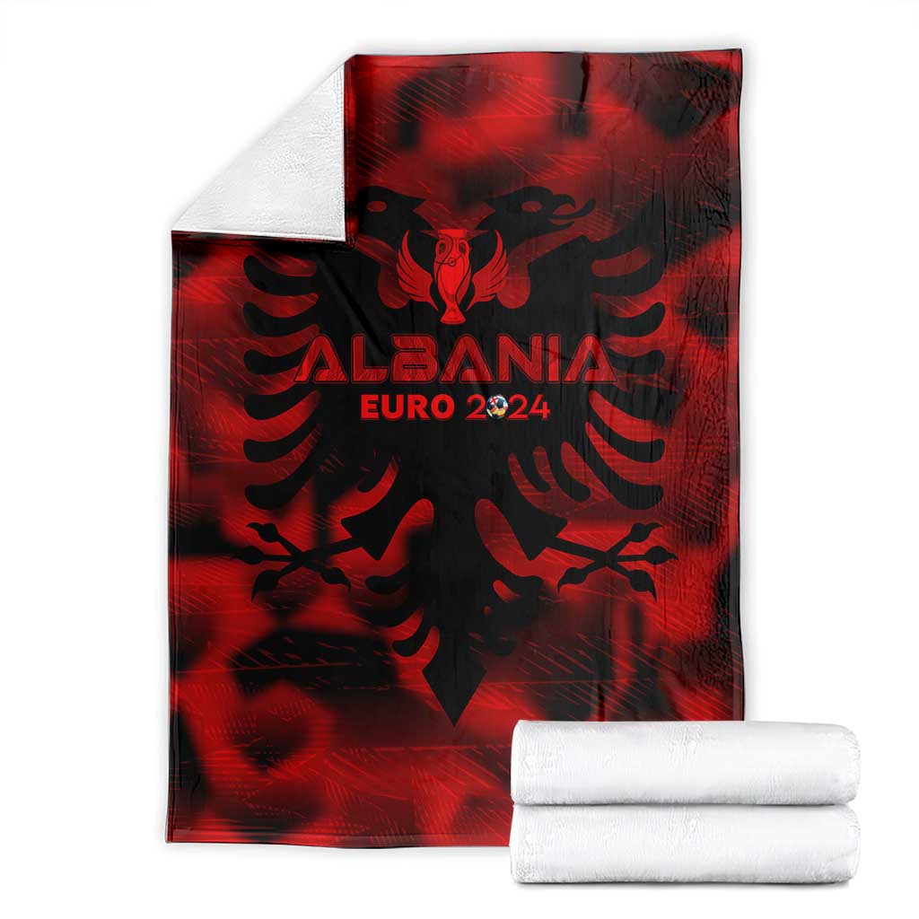 Red and black Albania football blanket with eagle crest and “EURO 2024” logo