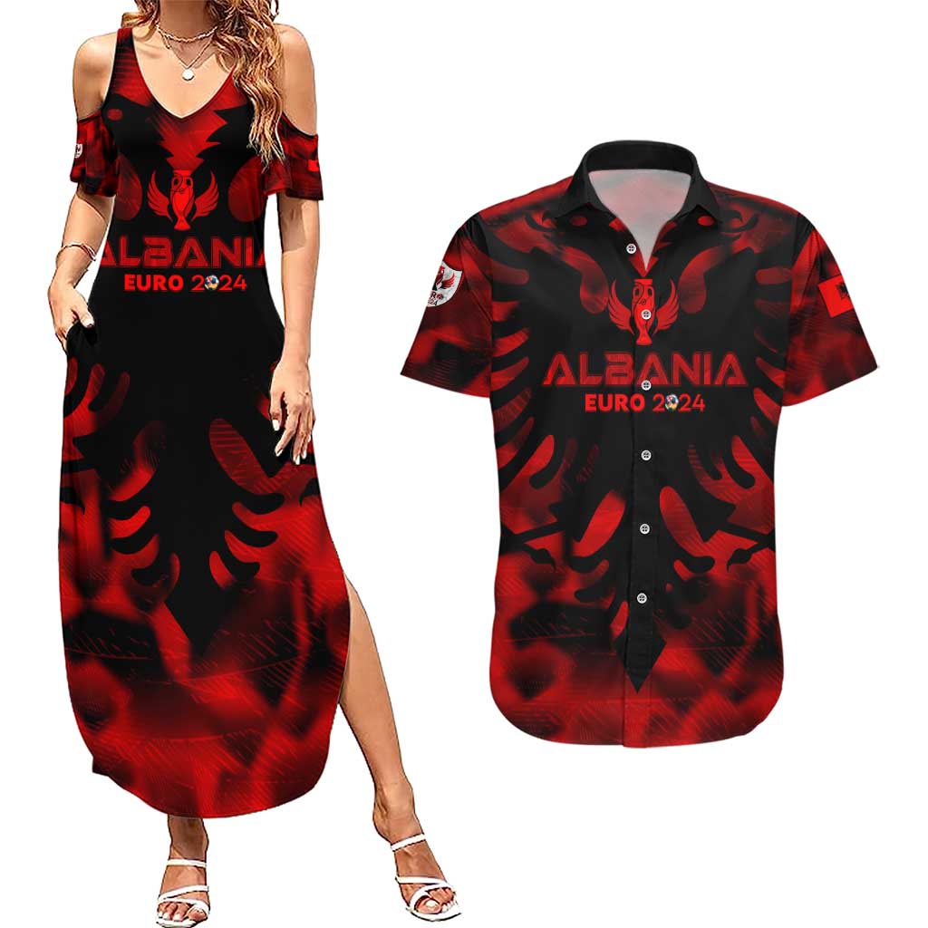 Personalized Albania Football 2024 Couples Matching Summer Maxi Dress and Hawaiian Shirt Trophy Wing Style - Wonder Print Shop