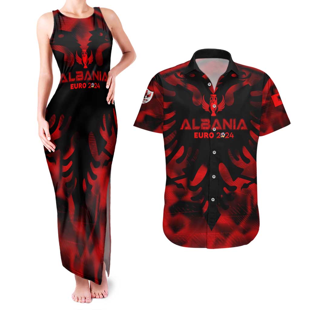 Personalized Albania Football 2024 Couples Matching Tank Maxi Dress and Hawaiian Shirt Trophy Wing Style - Wonder Print Shop