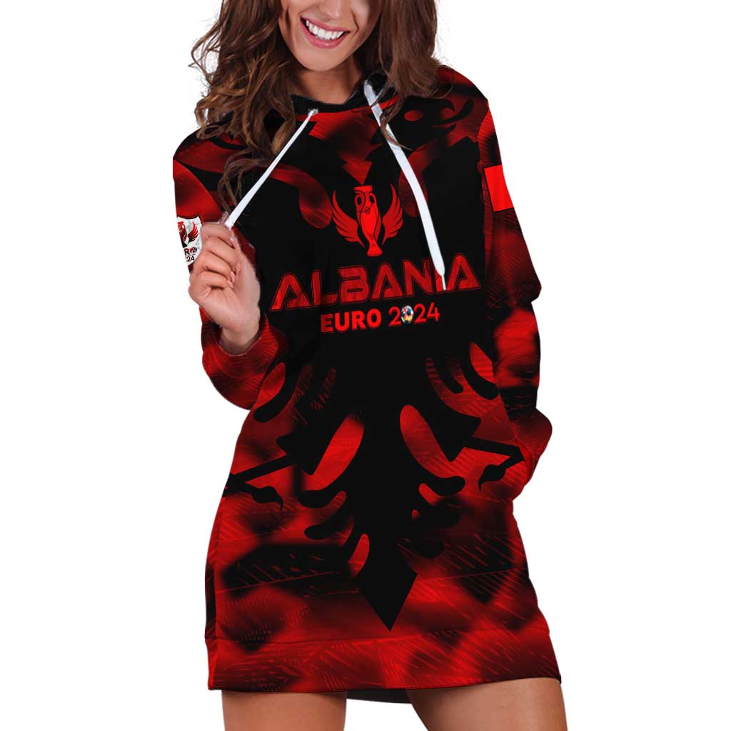 Personalized Albania Football 2024 Hoodie Dress Trophy Wing Style - Wonder Print Shop