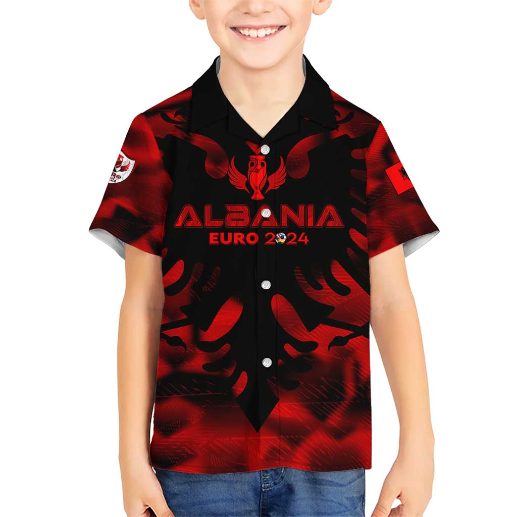 Personalized Albania Football 2024 Kid Hawaiian Shirt Trophy Wing Style - Wonder Print Shop