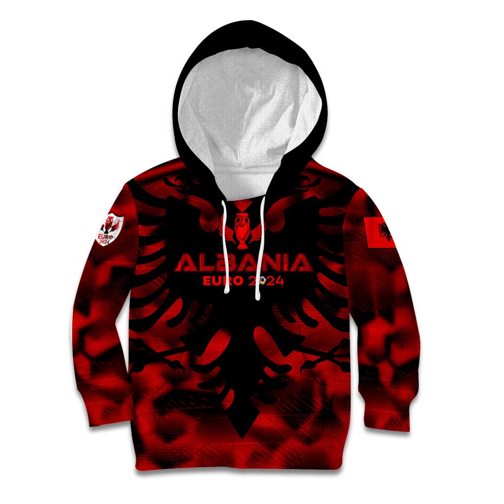 Personalized Albania Football 2024 Kid Hoodie Trophy Wing Style - Wonder Print Shop