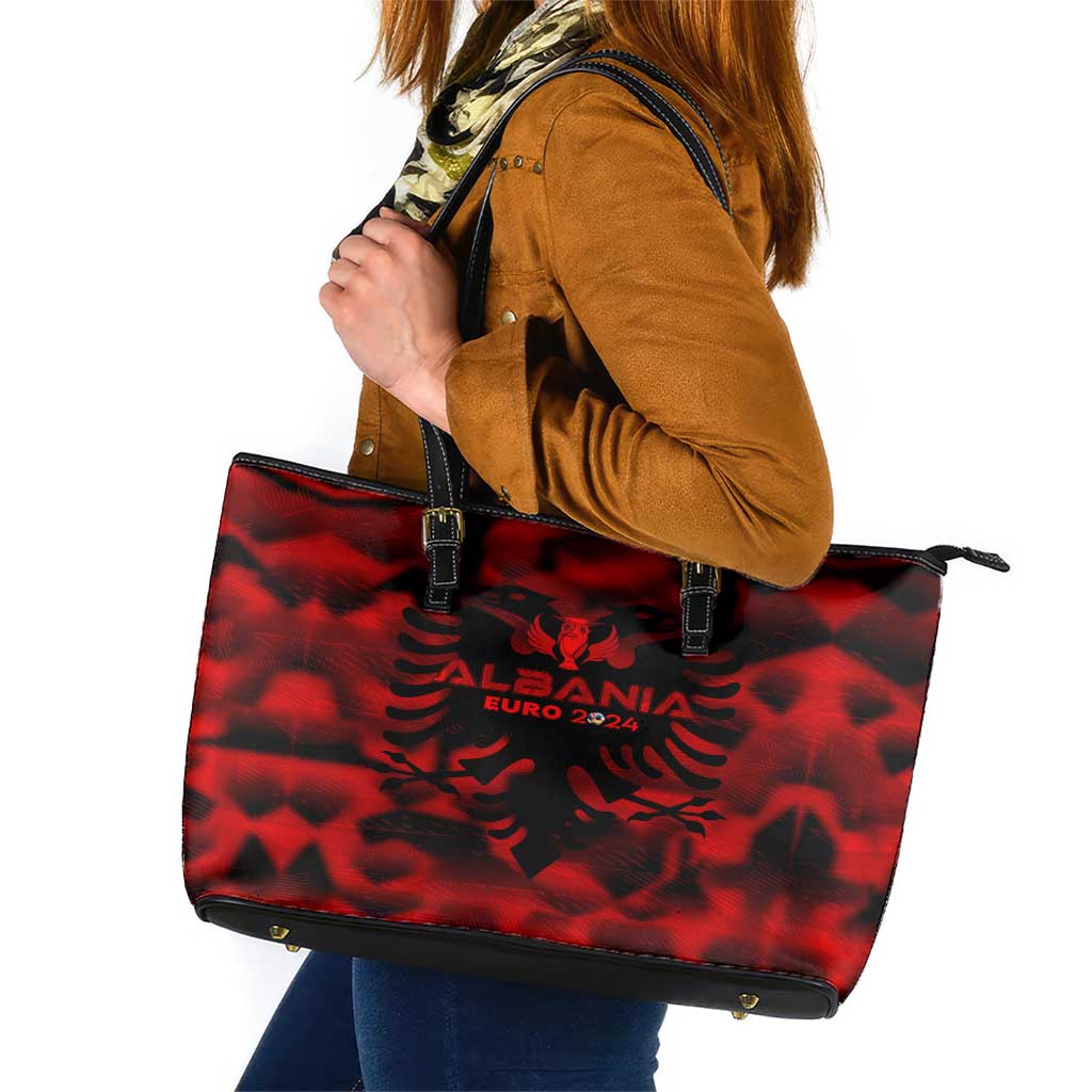 Albania Football 2024 Leather Tote Bag Trophy Wing Style - Wonder Print Shop